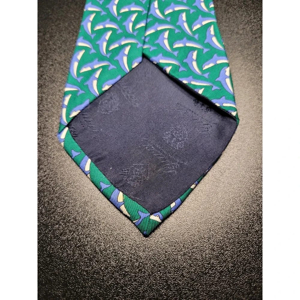 Gucci Men's Necktie Green Dolphin Silk 3.75